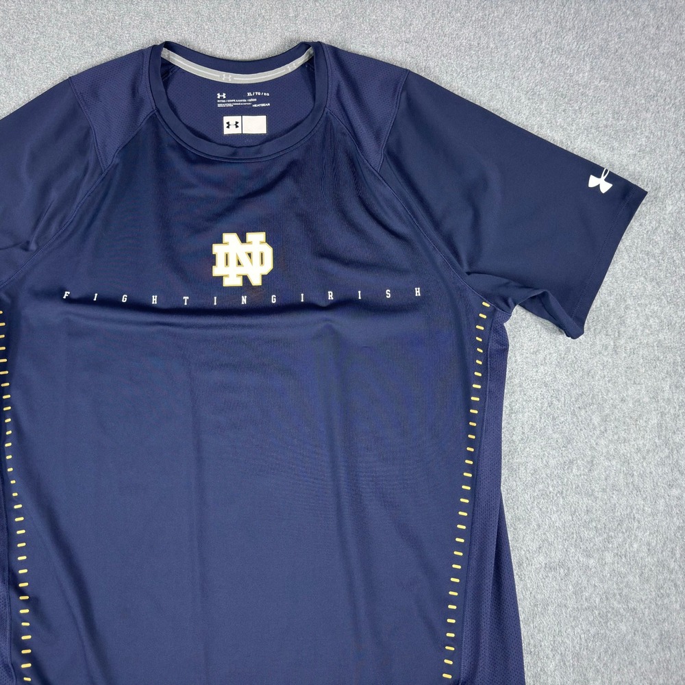 Under Armour Notre Dame Fighting Irish HeatGear Shirt Men's XL Navy Gold